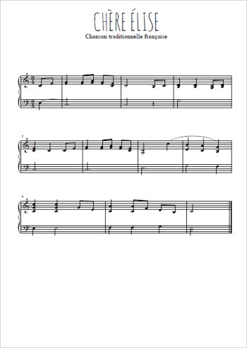 Téléchargez l'arrangement pour piano de la partition de Chère Élise en PDF
